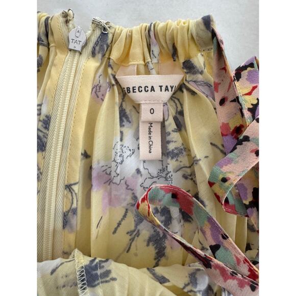NWOT Rebecca Taylor Lemon Rose Pleat Top Size 0 $295 - Picture 6 of 8